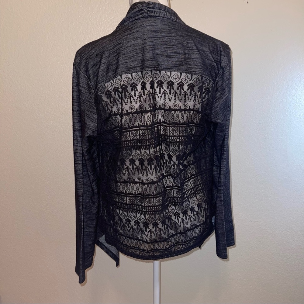 Macy’s Style & Co. Black Drape Front Lace Back Cardigan Small